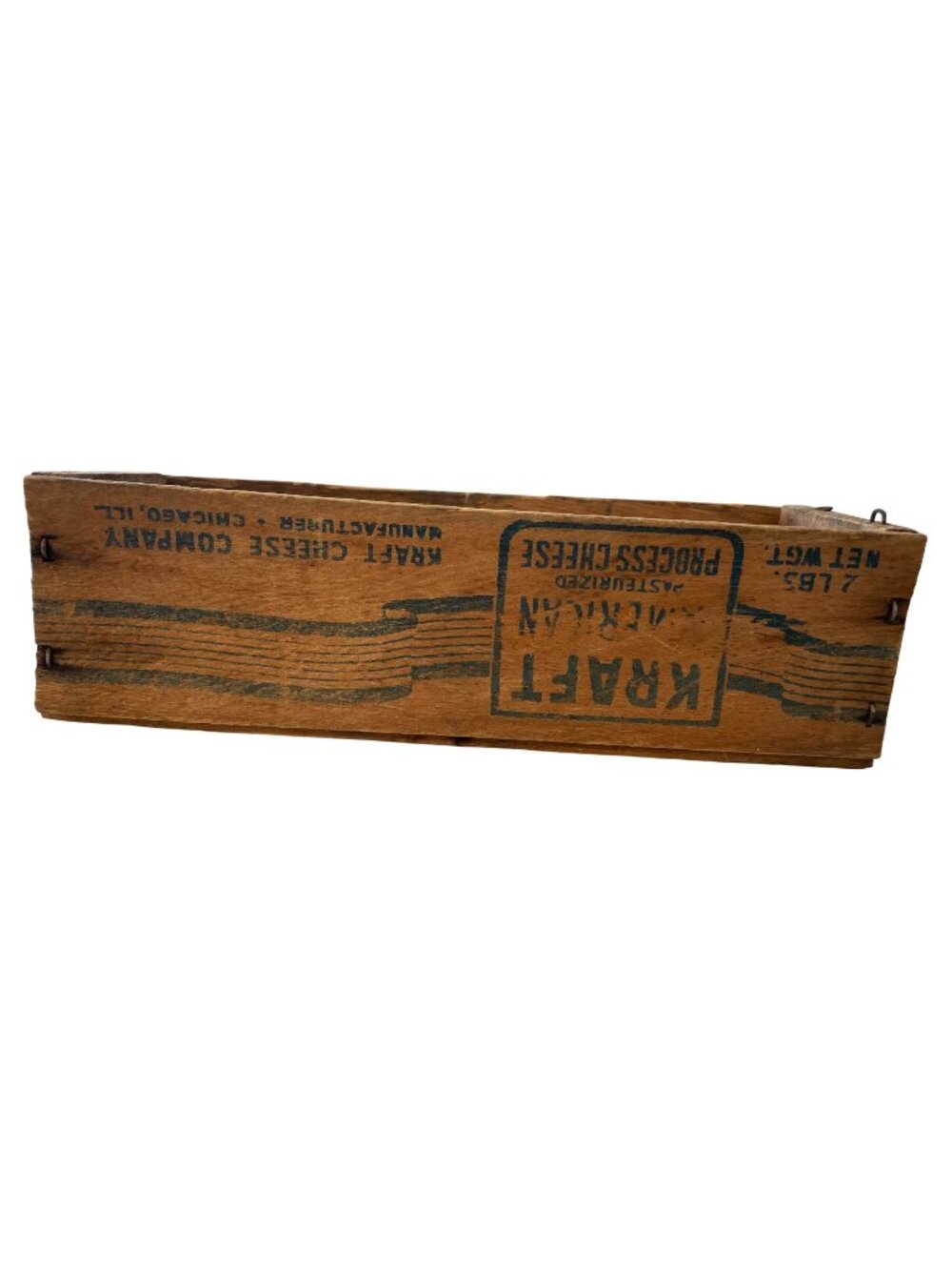 Vintage Kraft American Process Cheese Wooden Box Rectangular Storage Rustic